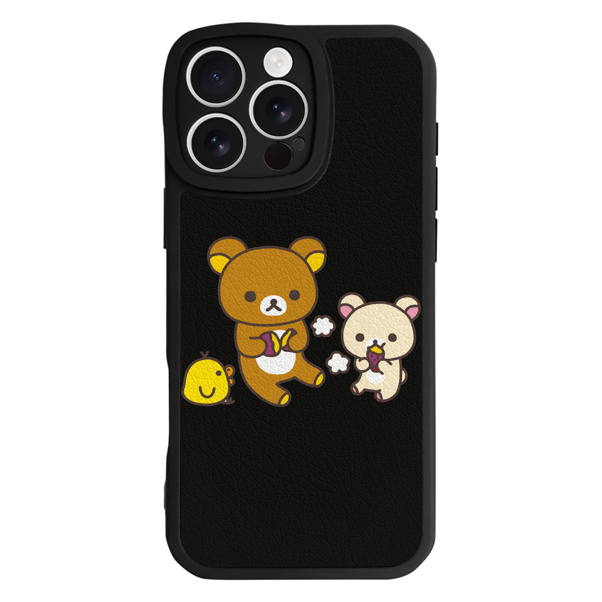 （画像用） リラックマ リラックマ キイロイトリ Rilakkuma Korilakkuma Kiiroitori 【iPhone 16シリーズ対応】シリコンスマホケース（レザー調） 材質：シリコン